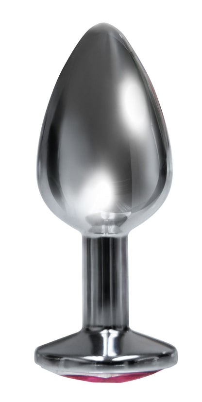 The 9's the Silver Starter Bejeweled Stainless  Steel Plug - Pink ICB2313-2