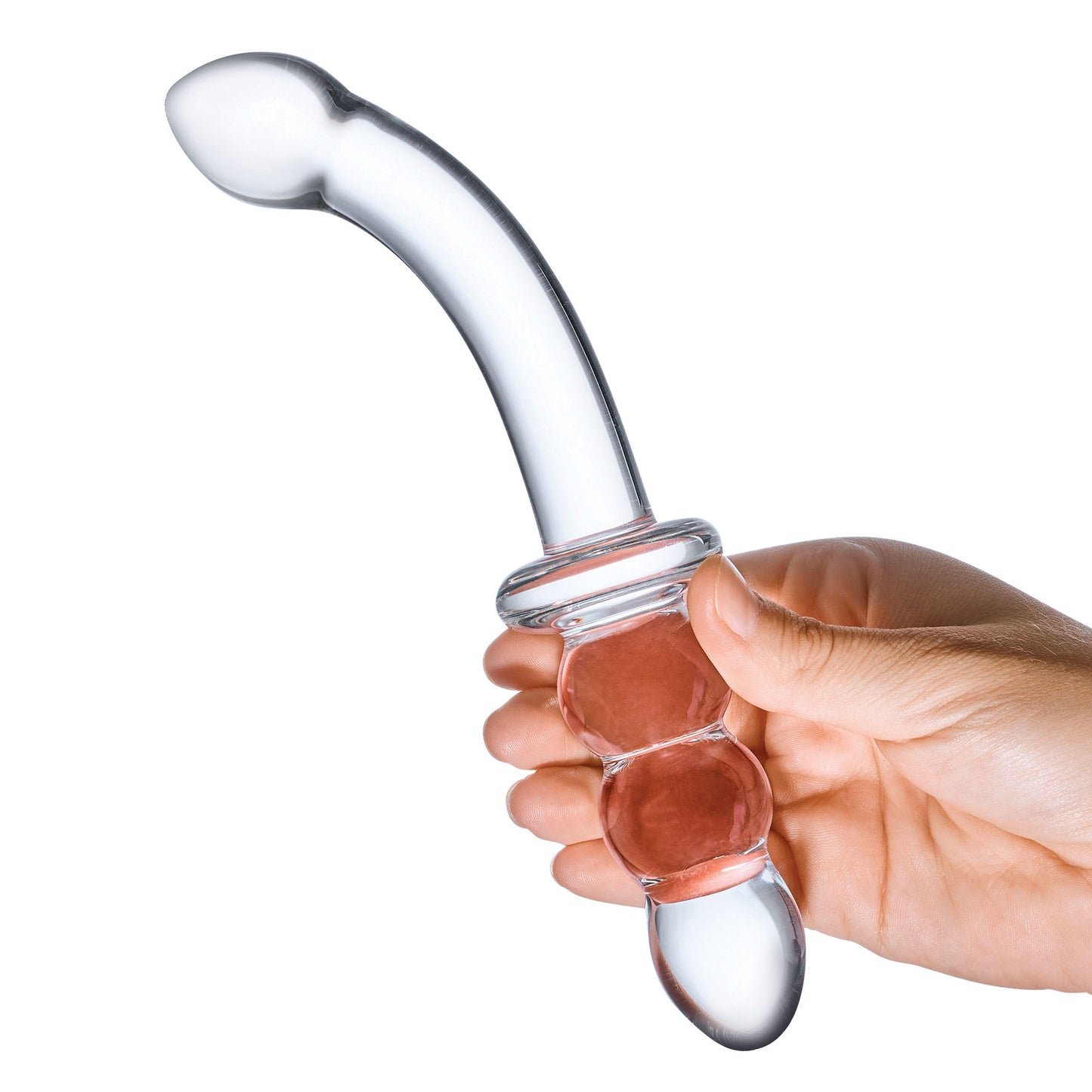 8 Inch Ribbed G-Spot Glass Dildo - Clear GLAS-152