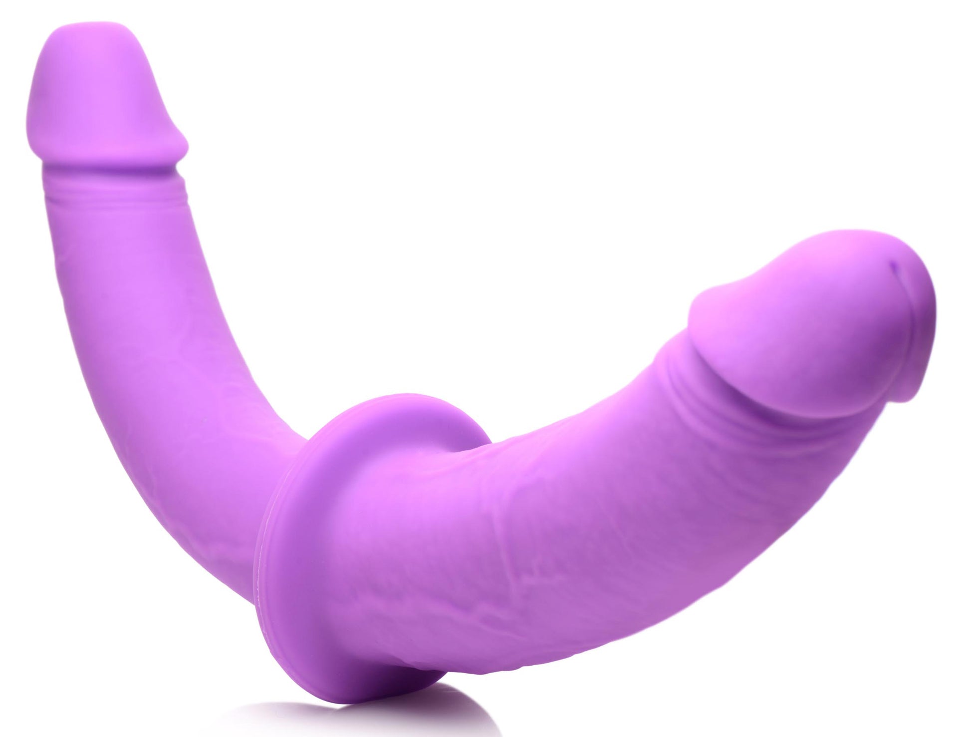 Double Charmer Silicone Double Dildo With Harness  - Purple SU-AG912