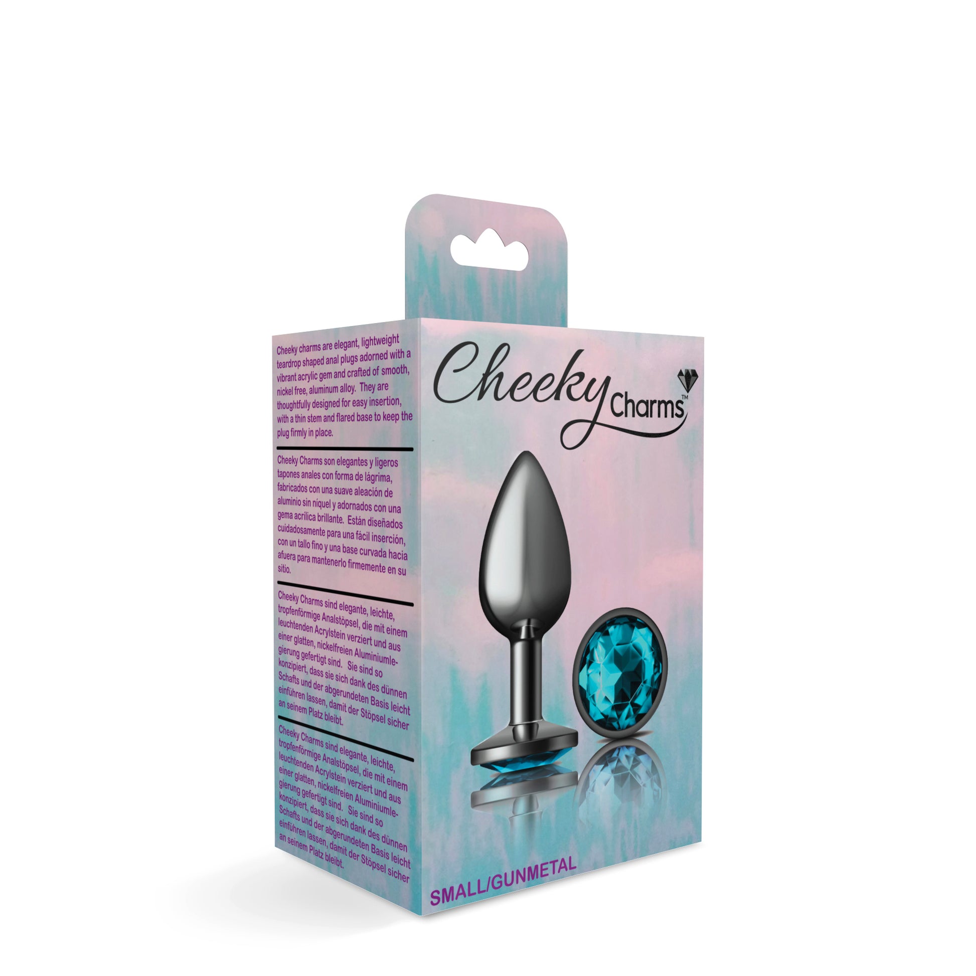 Cheeky Charms-Gunmetal Metal Butt Plug- Round-Teal-Small VB-CC9120