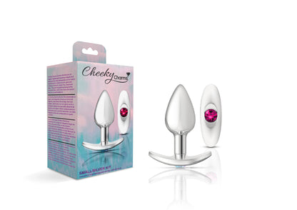 Cheeky Charms-Silver Metal Butt Plug Kit -Clear/bright Pink VB-CC9140