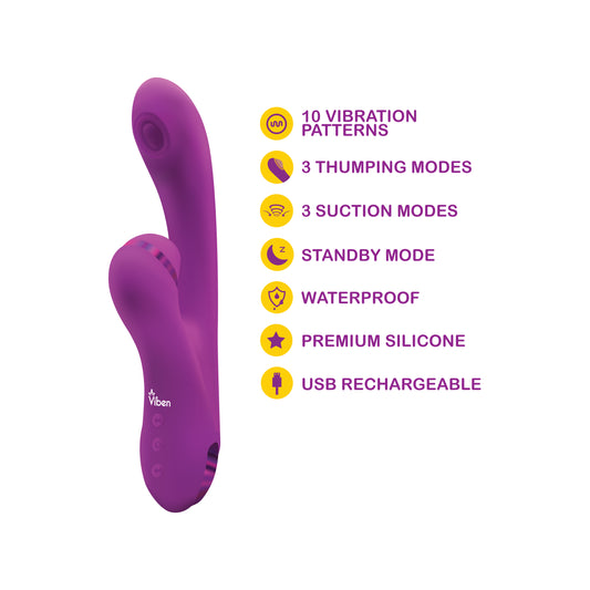 Zazzle Clitoral Suction/thumping Rabbit - Berry