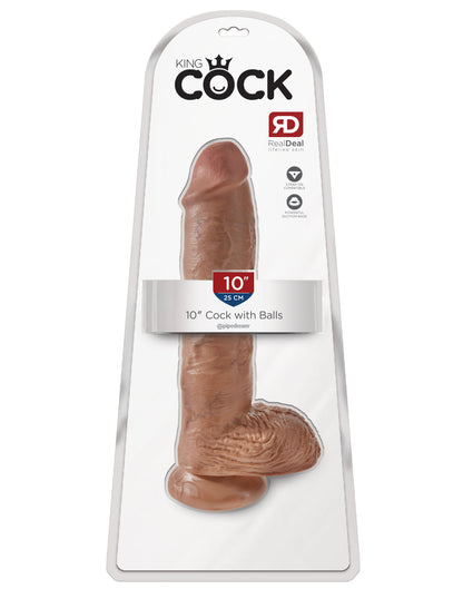 King Cock  10 Inch Cock With Balls  - Tan PD5509-22