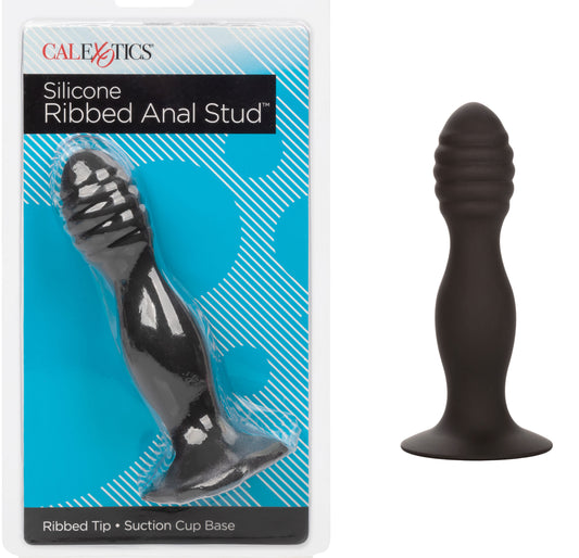 Silicone Ribbed Anal Stud - Black SE0416252