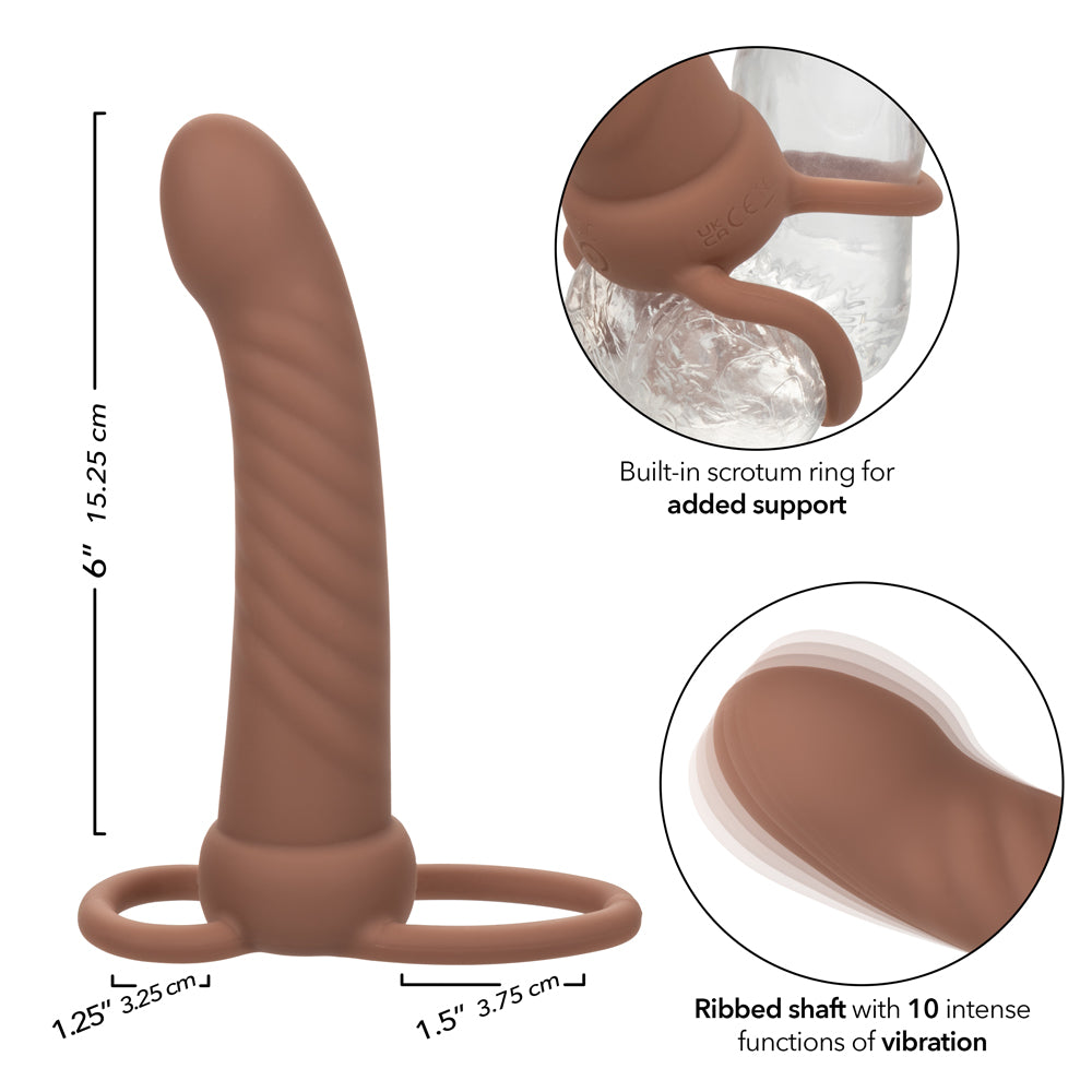 Performance Maxx Rechargeable Ribbed Dual  Penetrator - Brown SE1634113