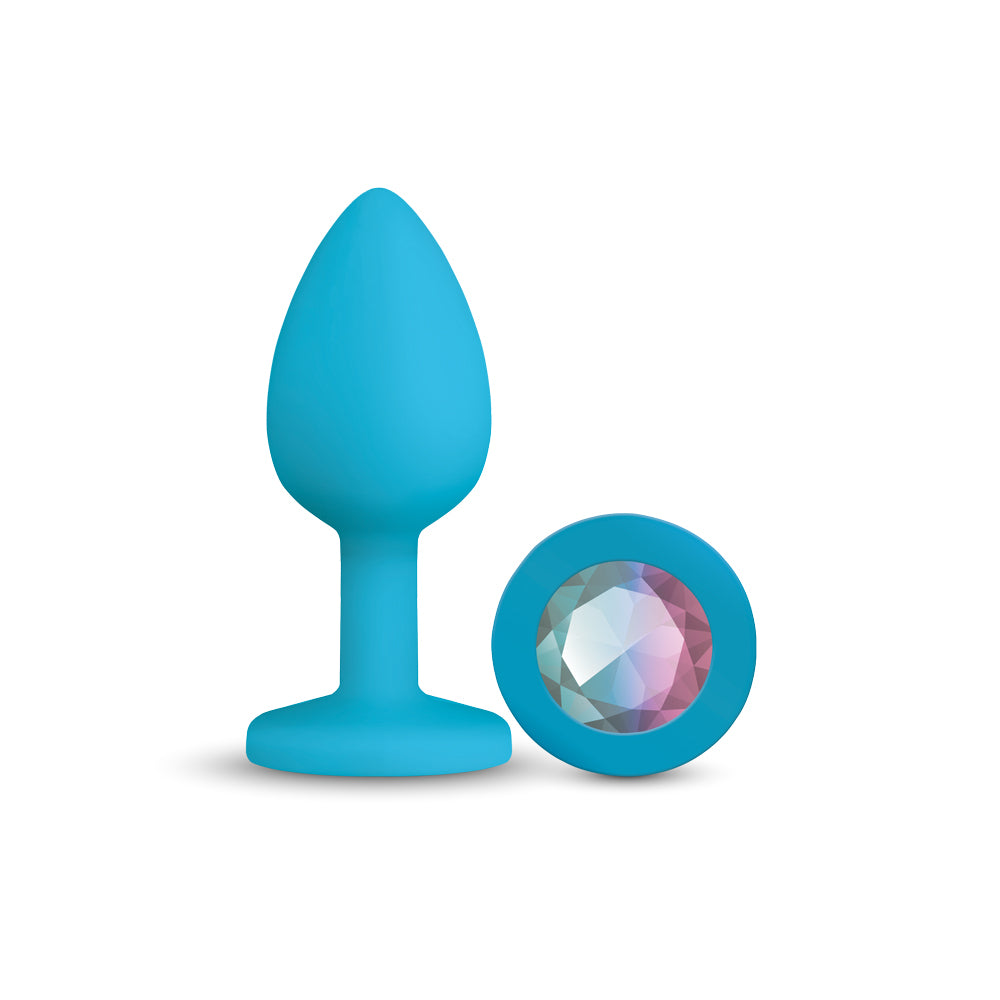 Gemma Clear Iridescent Gem Teal Silicone Plug - L