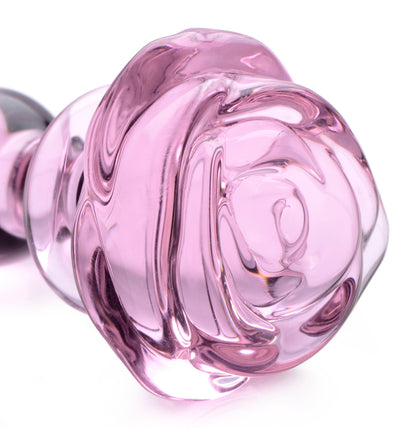 Pink Rose Glass Anal Plug - Small BTYS-AG650-SML