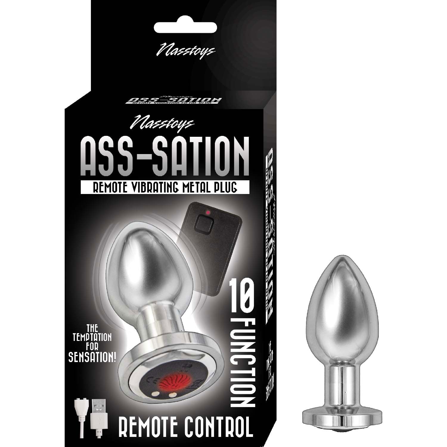 Ass-Sation Remote Vibrating Metal Plug - Silver NW3069-1