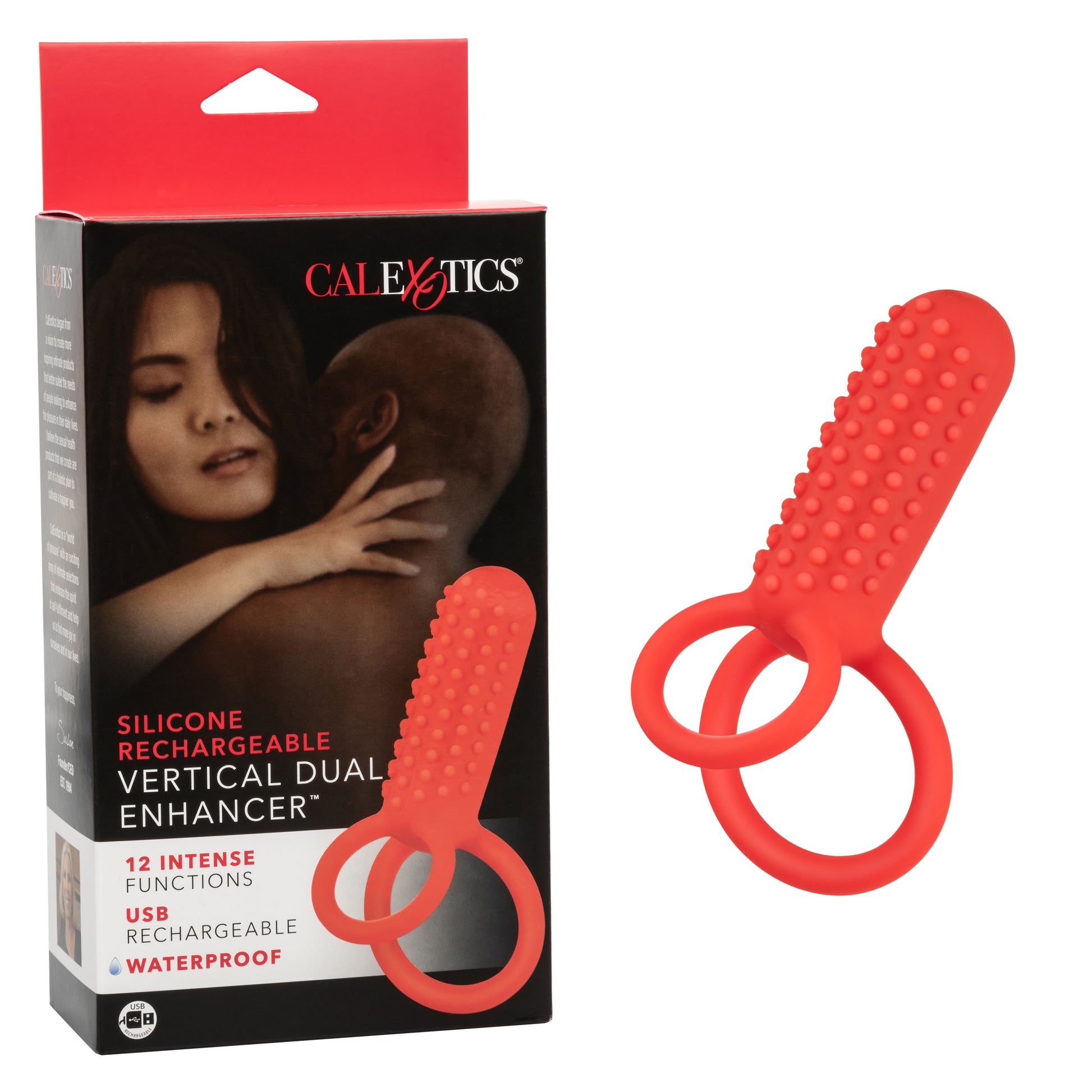 Silicone Rechargeable Vertical Dual Enhancer - Red SE1843403