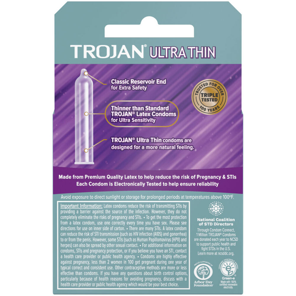 Trojan Sensitivity Ultra Thin Lubricated Condoms - 3 Pack