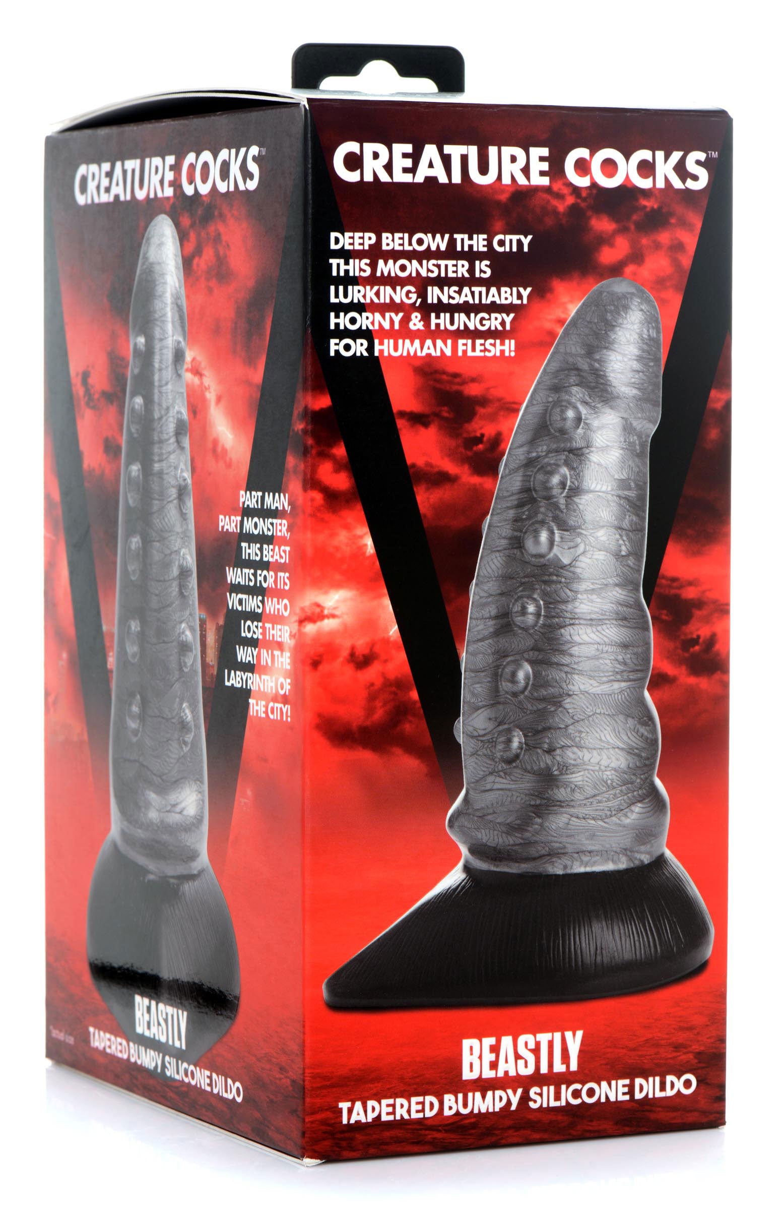 Beastly Tapered Bumpy Silicone Dildo - Silver CC-AG878-SLV