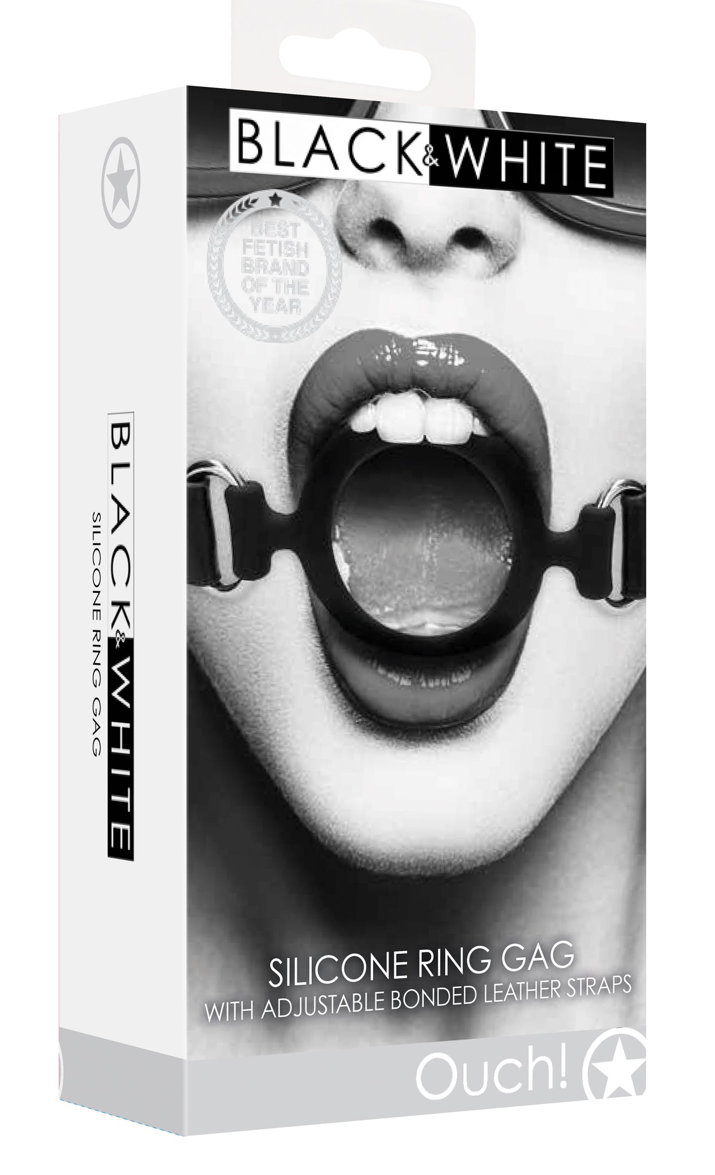 Silicone Ring Gag With Adjustable Bonded Leather  Staps - Black OU-OU679BLK