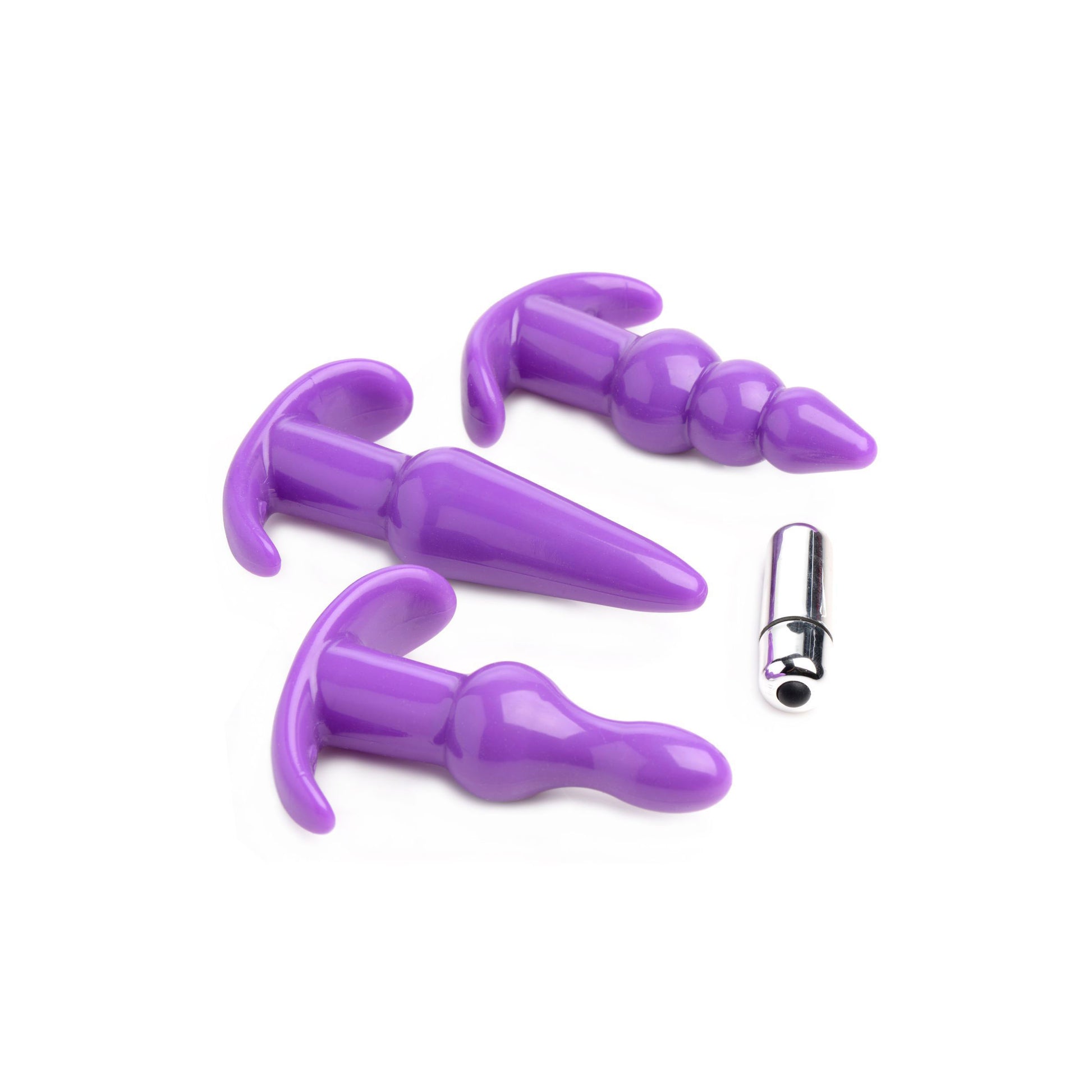 4 Pc Vibrating Anal Plug Set - Purple TV-AF832PUR