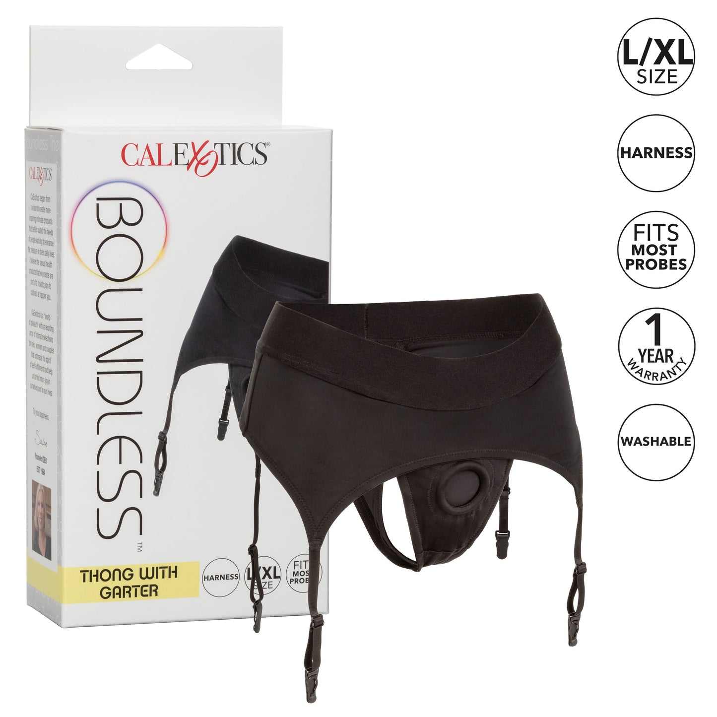 Boundless Thong With Garter - L/xl - Black SE2701193