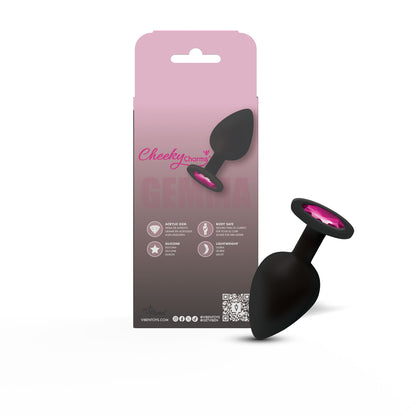 Gemma Pink Gem Black Silicone Plug - Large