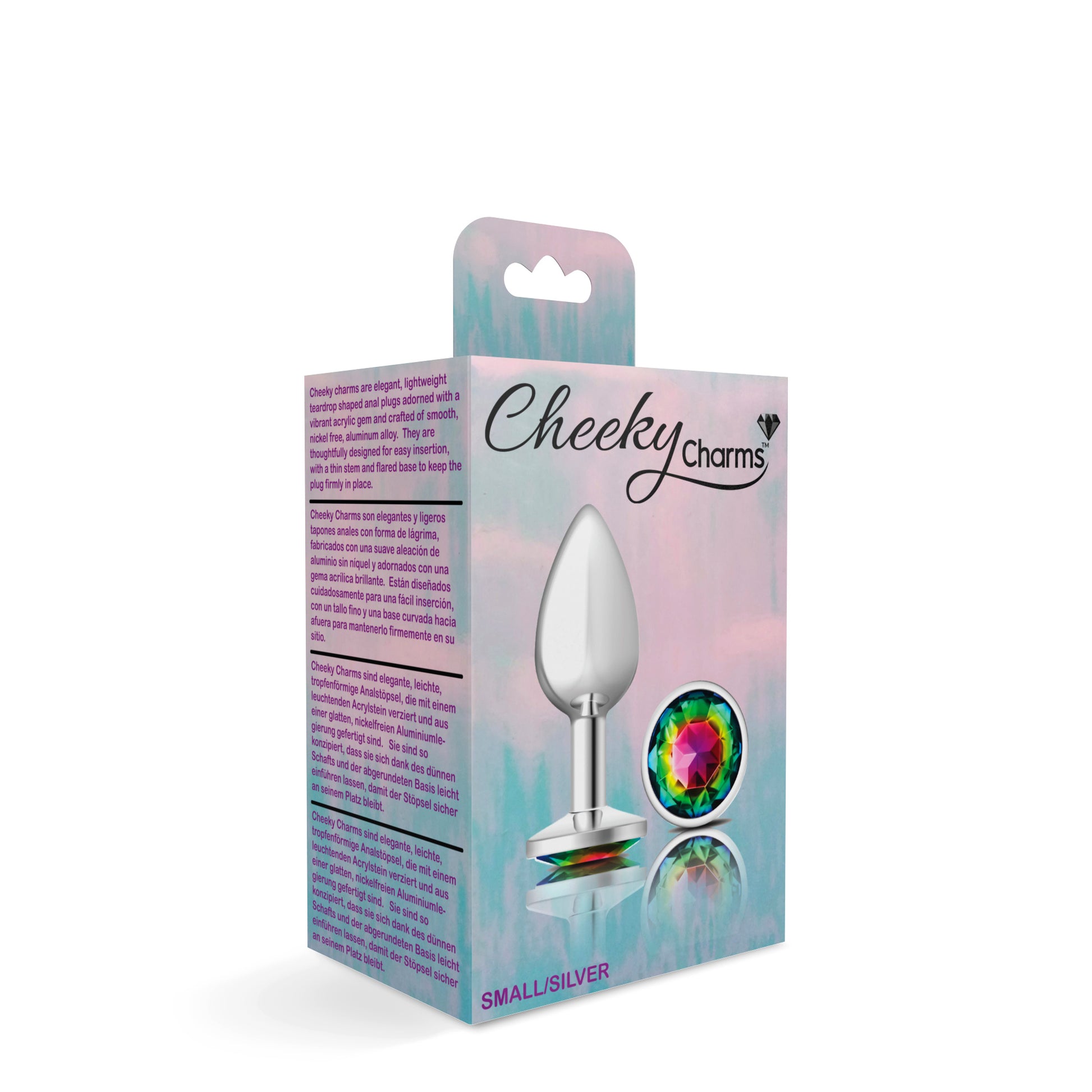 Cheeky Charms-Silver Metal Butt Plug- Round-Rainbow-Small VB-CC9117