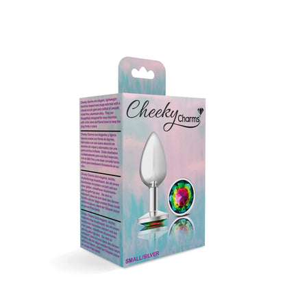 Cheeky Charms-Silver Metal Butt Plug- Round-Rainbow-Small VB-CC9117