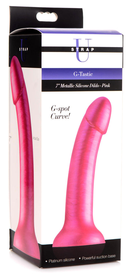 G-Tastic 7 Inch Metallic Silicone Dildo - Pink SU-AG862-PNK