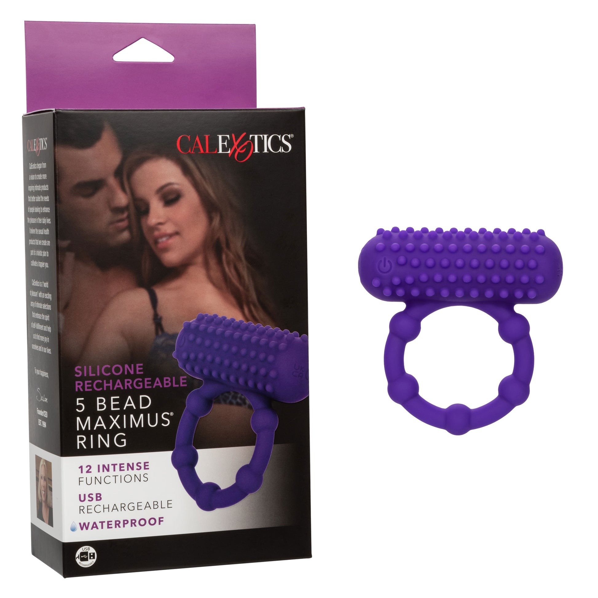 Silicone Rechargeable 5 Bead Maximus Ring - Purple SE1843253