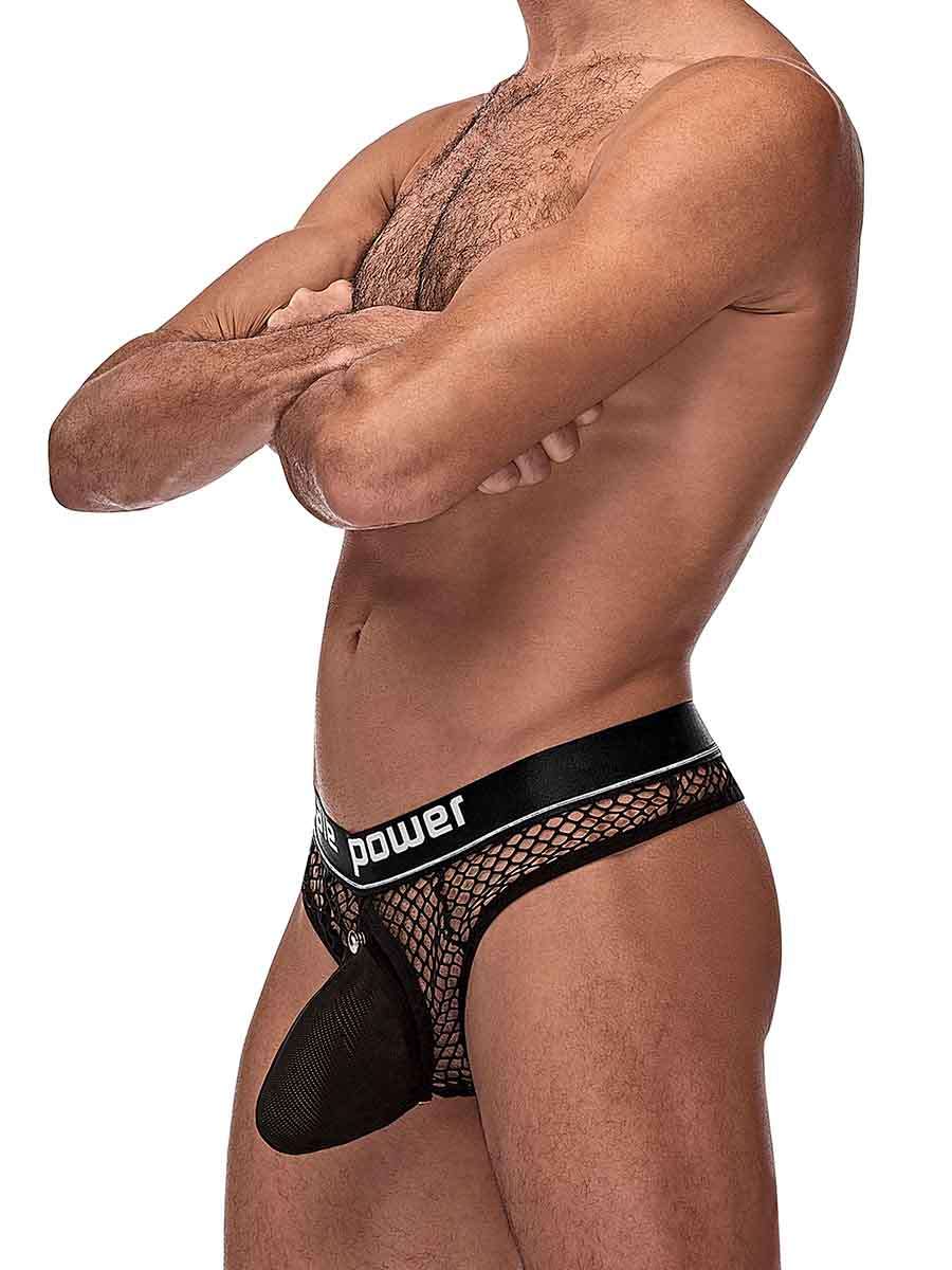 Cock Pit Net Cock Ring Thong - L/ XL - Black MP-410260BKLX