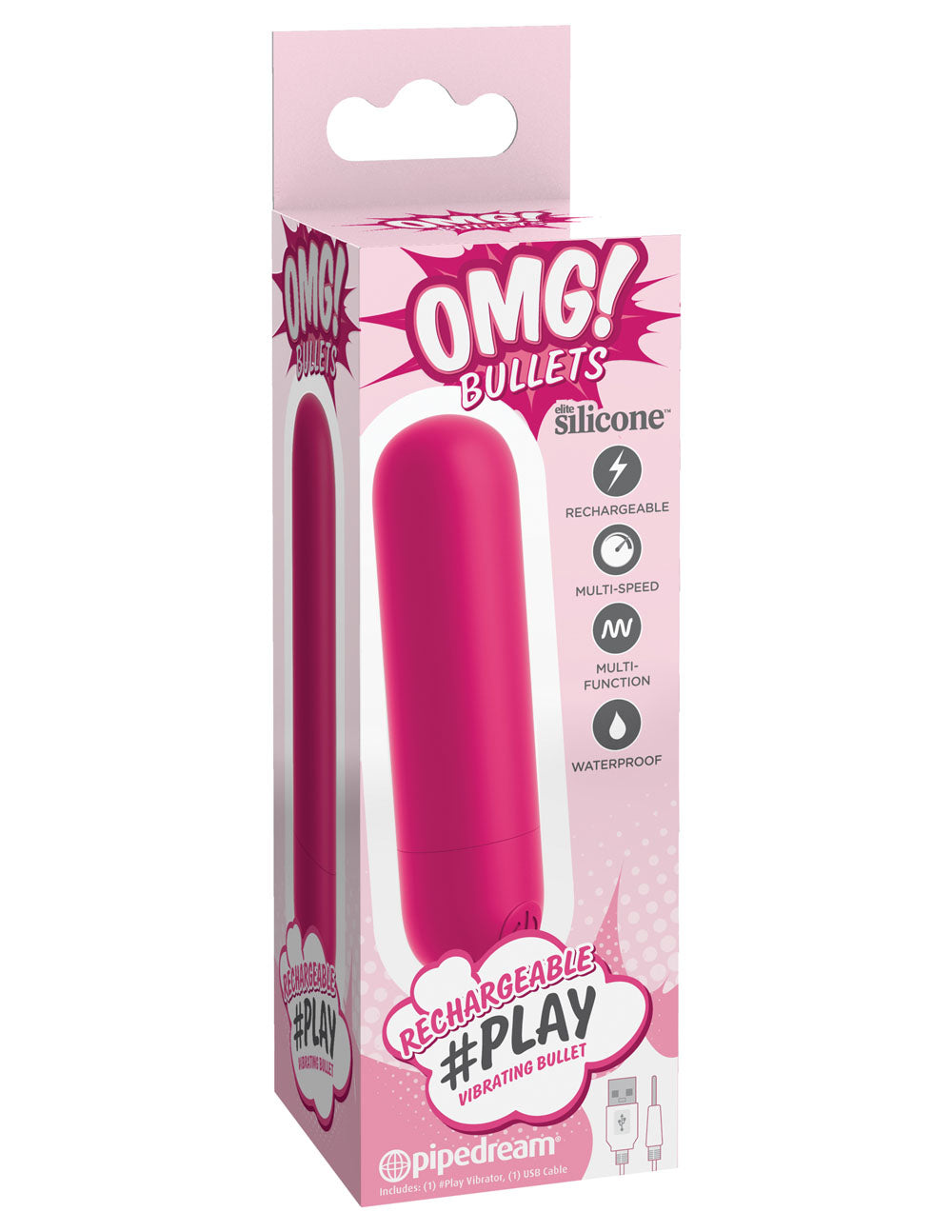 Omg! Bullets Play Rechargeable Vibrating Bullet - Fuschia PD1793-34