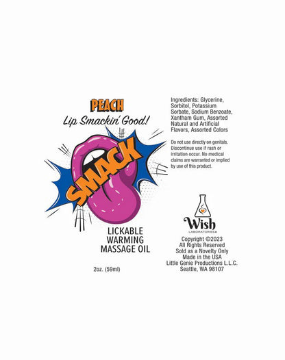 Smack Lickable Massage Oil, 3ml Pouch Display 36pc -Peach