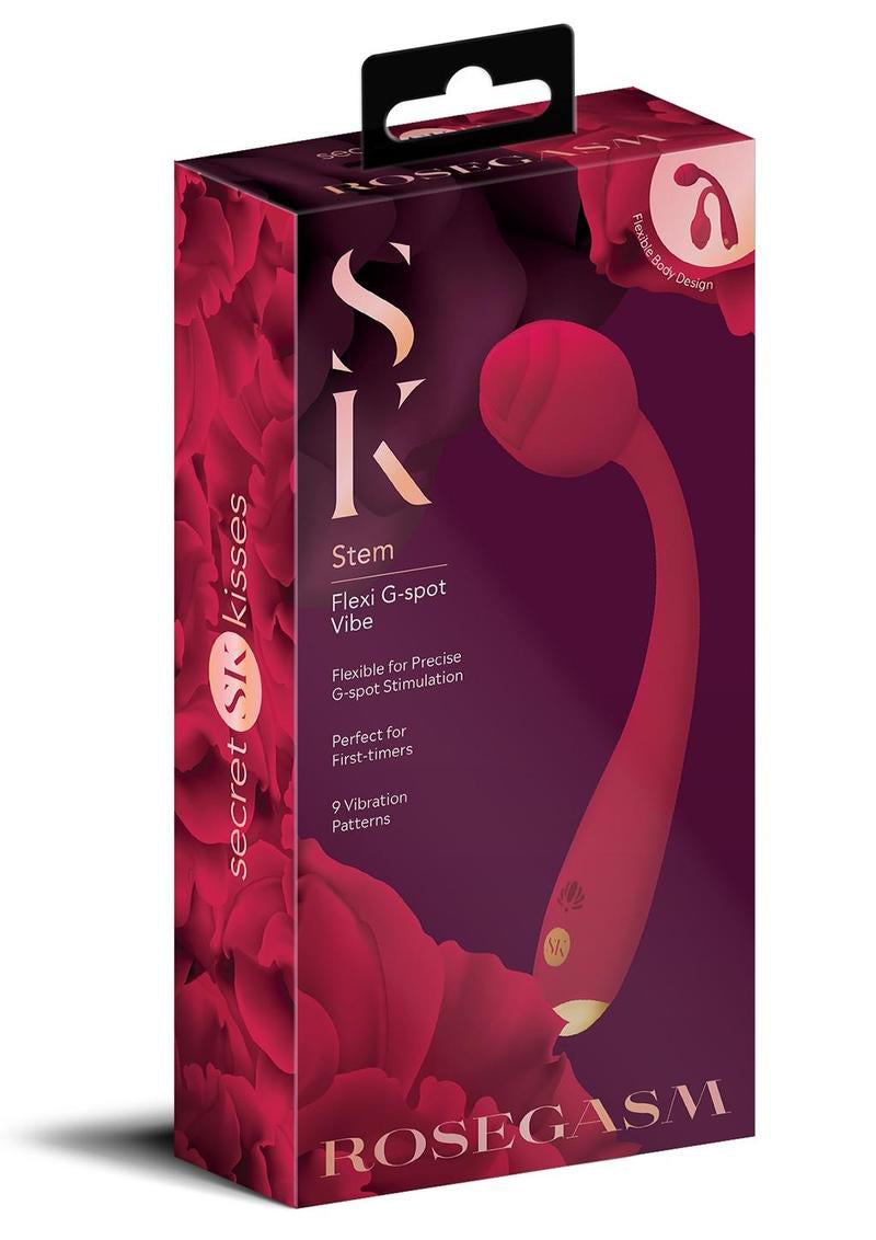 Secret Kisses Rosegasm Long Stem Flexi G-Spot Vibe Rose - Red