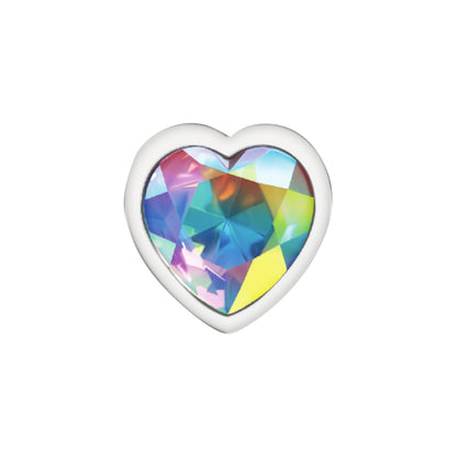 Cheeky Charms-Silver Metal Butt Plug- Heart-Clear-Large VB-CC9128