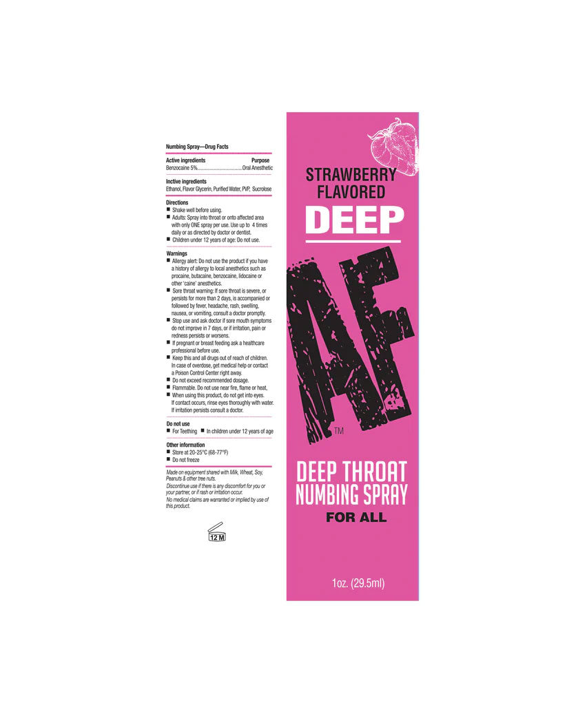 Deep Af Numbing Throat Spray 1 Oz - Strawberry