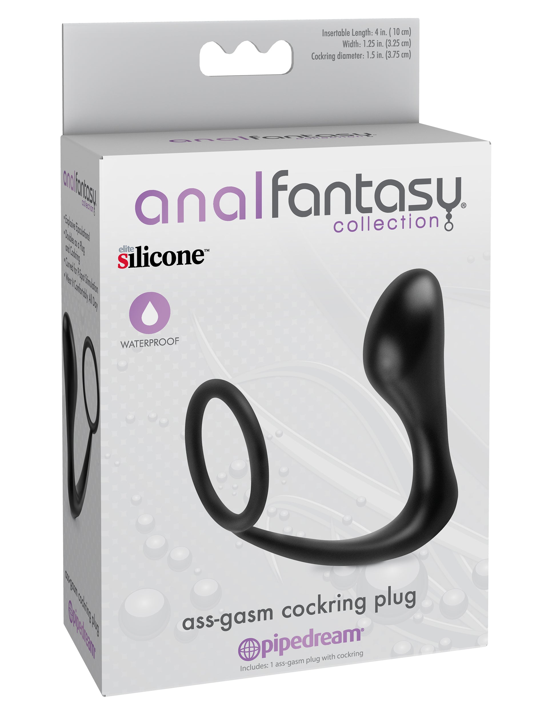 Anal Fantasy Collection Ass Gasm Cockring Plug - Black PD4623-23