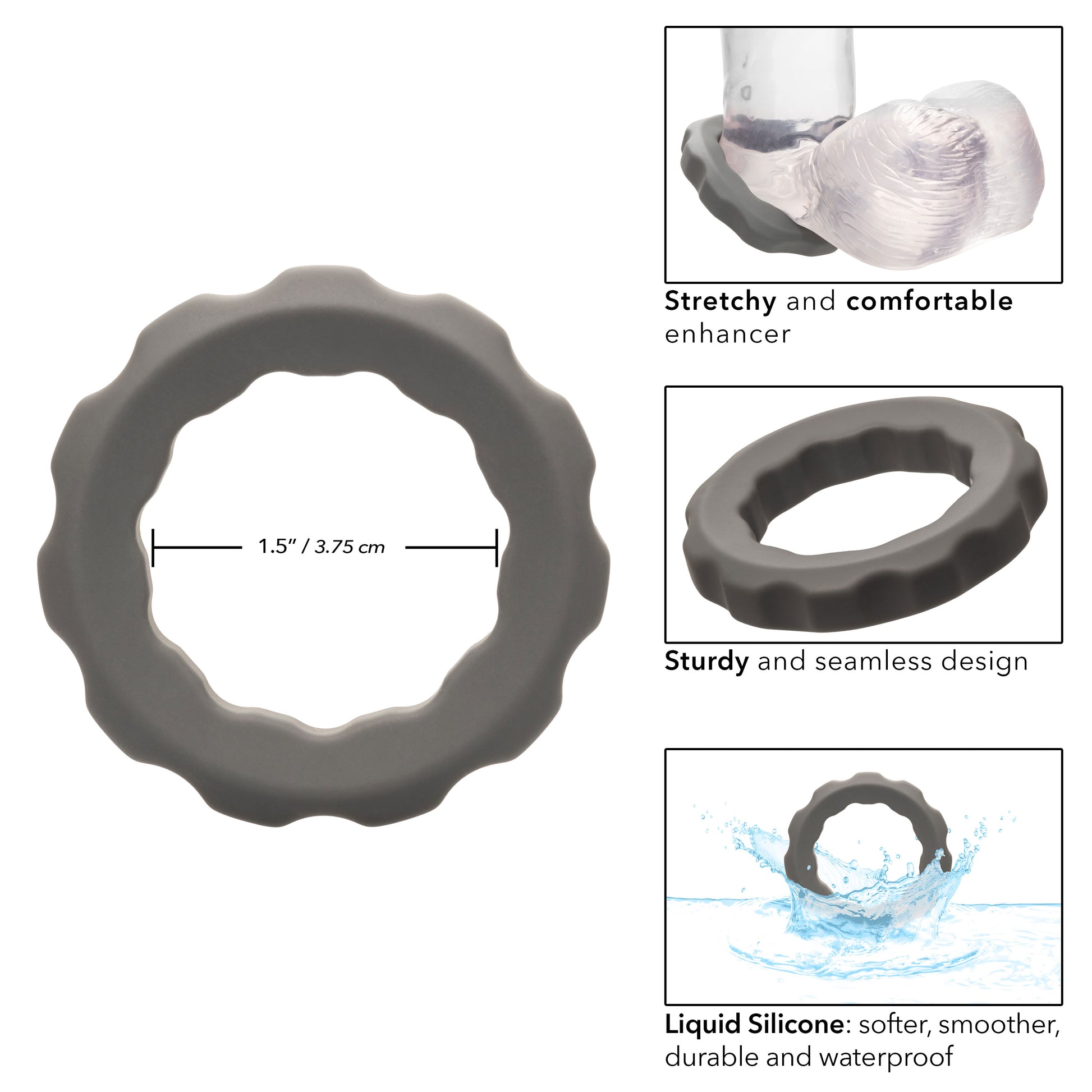 Alpha Liquid Silicone Erect Ring - Gray SE1492152