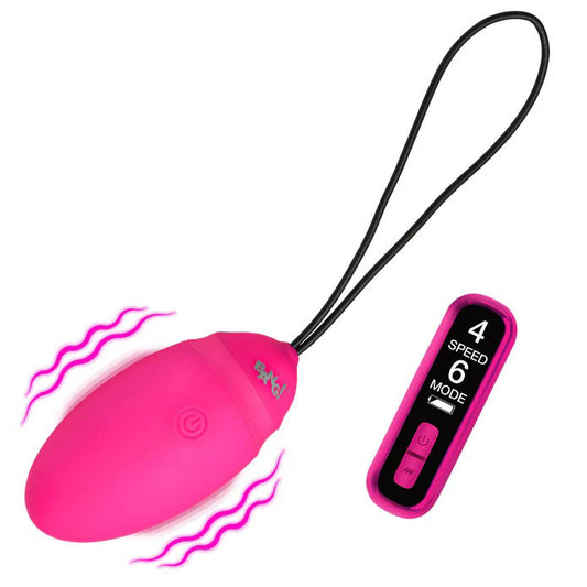 "Vibrating Silicone Egg With Digital Remote - Pink BNG-AH746"