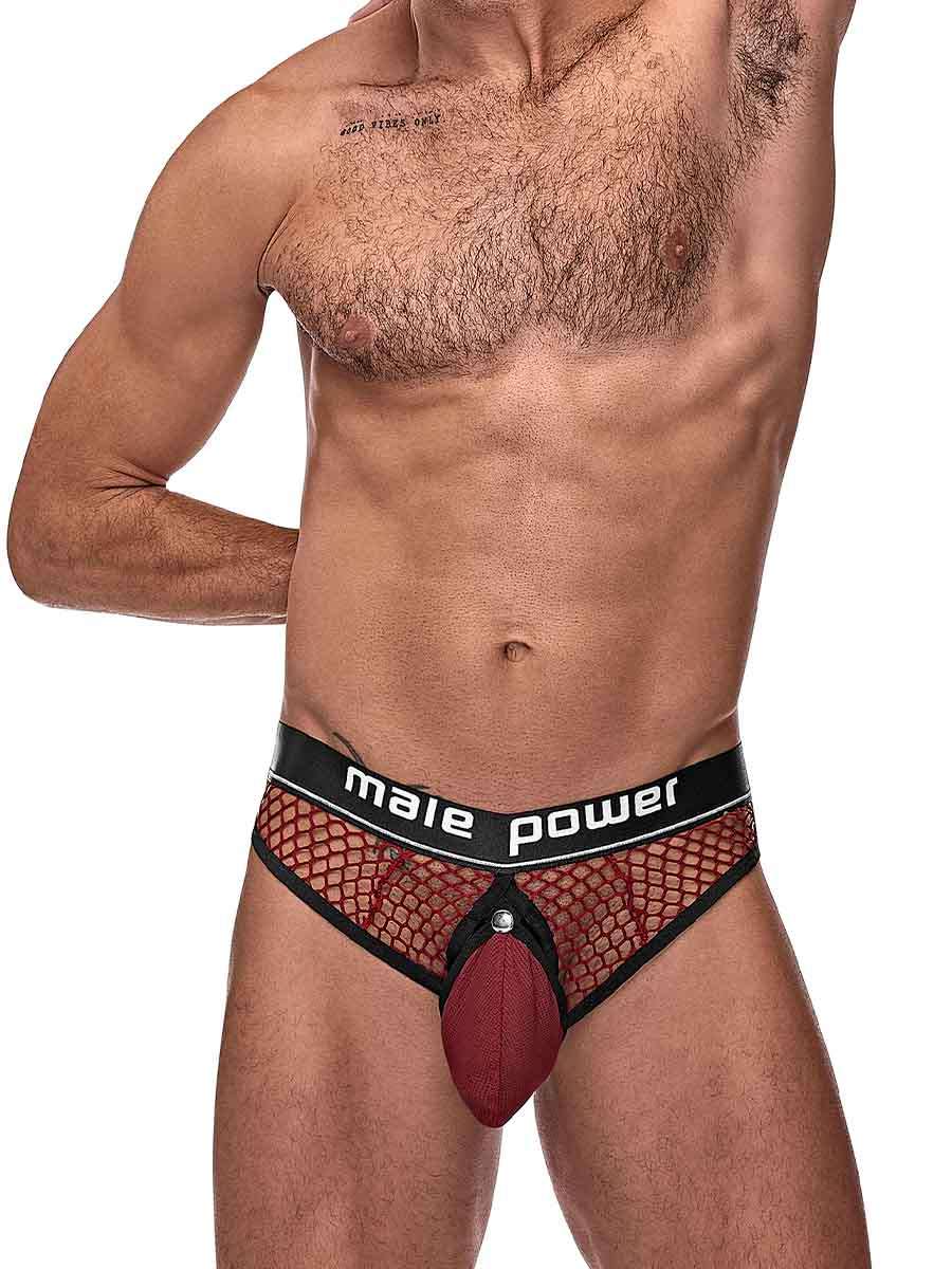 Cock Pit Net Cock Ring Thong - S/ M - Burgundy MP-410260BNSM