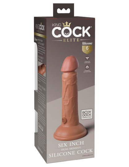 King Cock Elite 6 Inch Silicone Dual Density Cock  - Tan PD5770-22