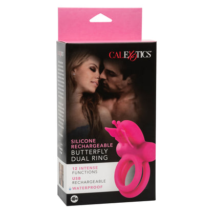 Silicone Rechargeable Dual Butterfly Ring - Pink SE1843353