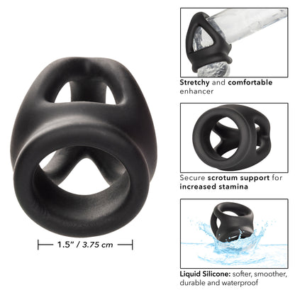 Alpha Liquid Silicone Dual Cage and Ring - Black Ring - Black