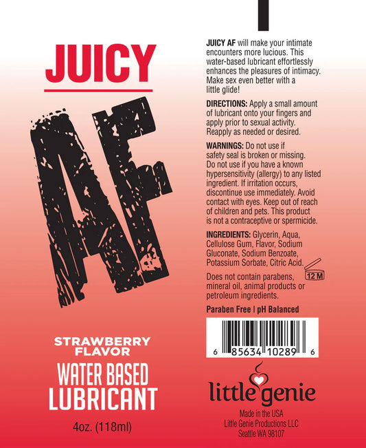 Juicy Af - Strawberry Water Based Lubricant - 2 Oz
