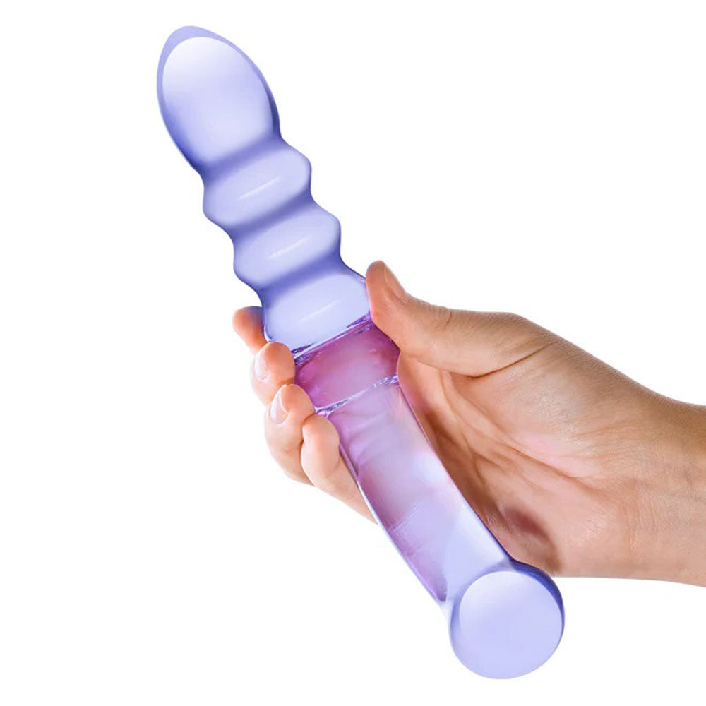 Purple Rain Ribbed Dildo GLAS-52