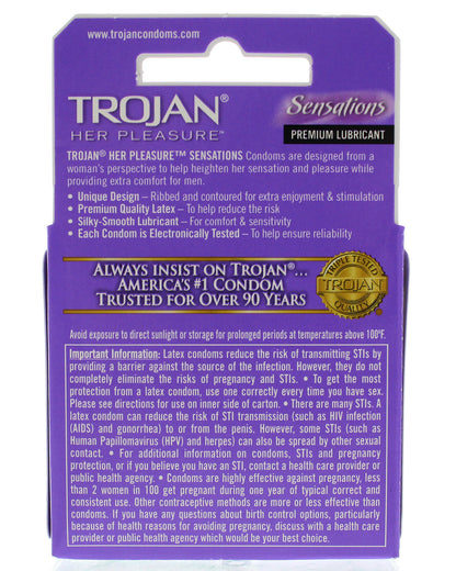 Trojan Her Pleasure Sensations Lubricated  Condoms - 3 Pack TJ97320