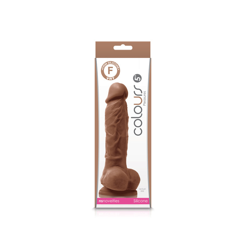 Colours - Pleasures - 5 Inch Dildo - Brown NSN-0405-12