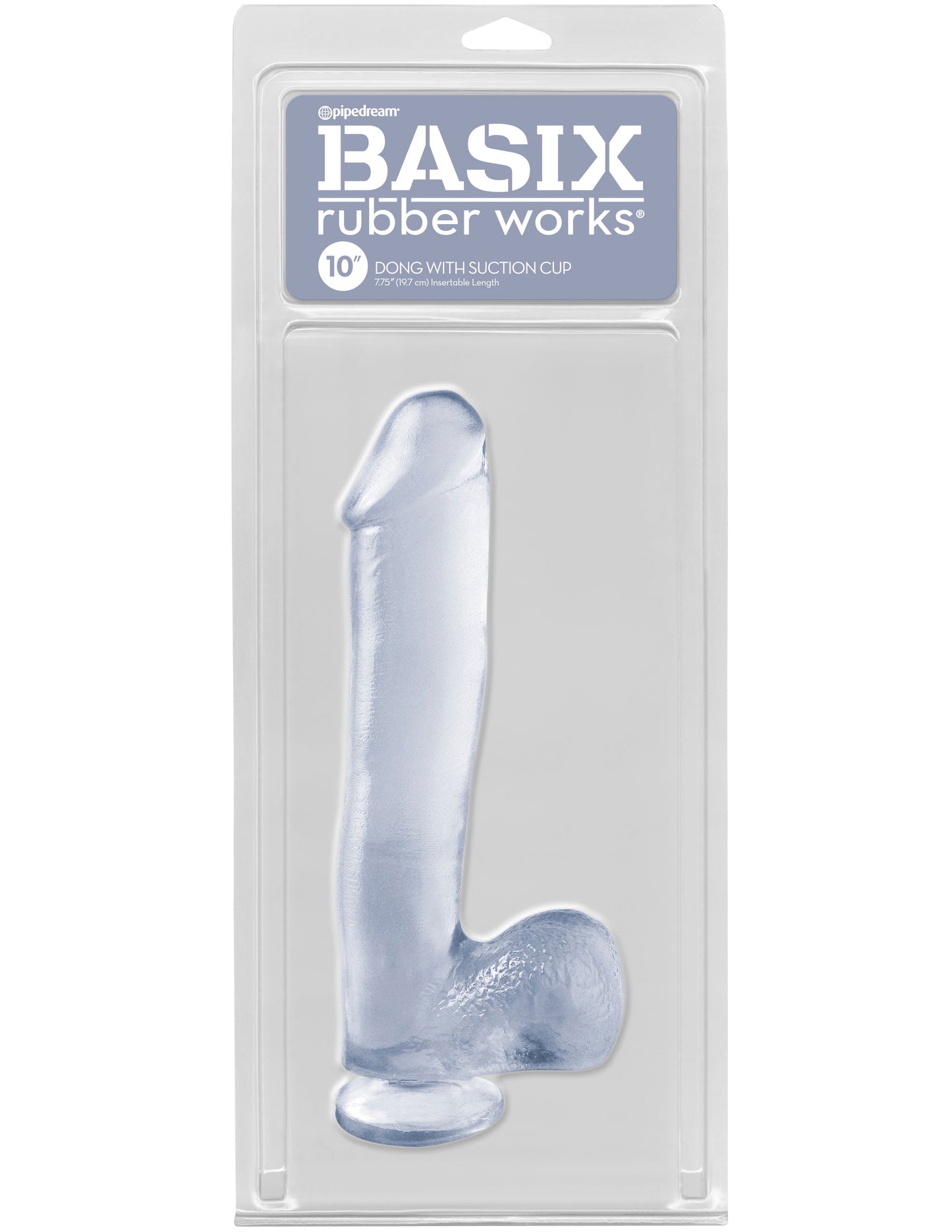 Basix Rubber Works - 10 Inch Dong With Suction Cup - Clear PD4222-20