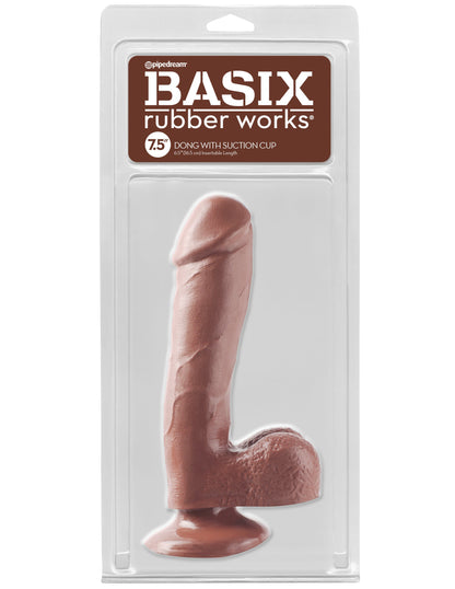 Basix Rubber Works - 7.5 Inch Dong With Suction  Cup - Brown PD4221-29