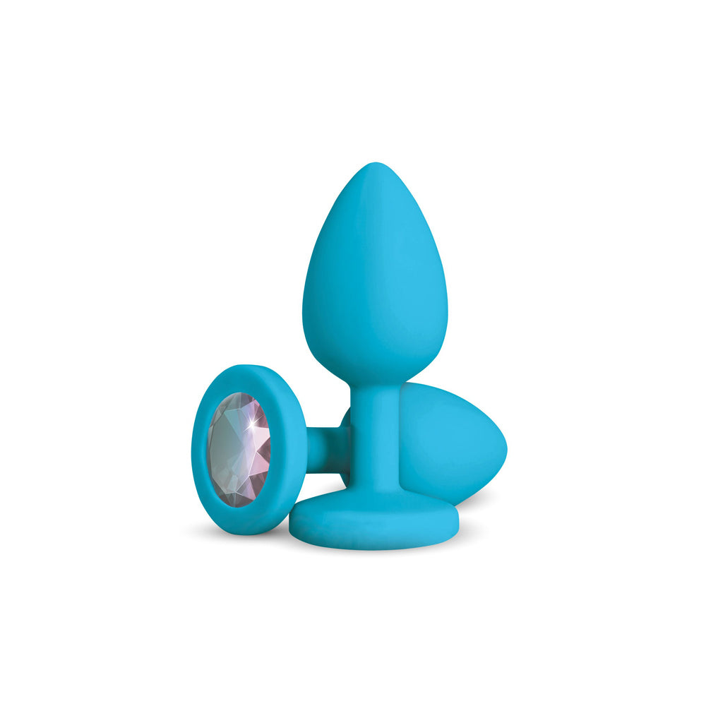 Gemma Clear Iridescent Gem Teal Silicone Plug - S