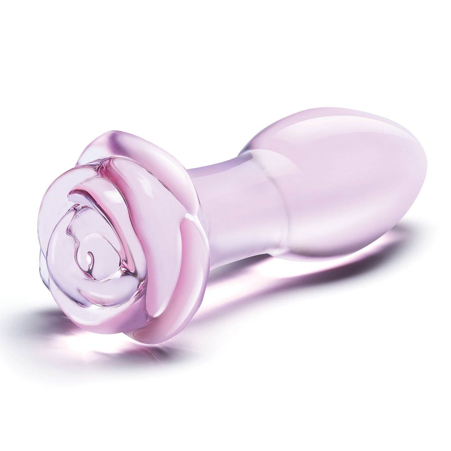 5 Inch Rosebud Glass Butt Plug - Pink GLAS-157