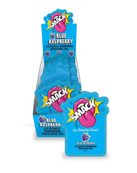 "Smack Lickable Massage Oil, 3ml Pouch Display 36pc - Blue Raspberry LG-BT440PD"