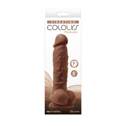 Colours - Pleasures - Vibrating - 5 Inch Dildo -  Brown NSN-0402-22