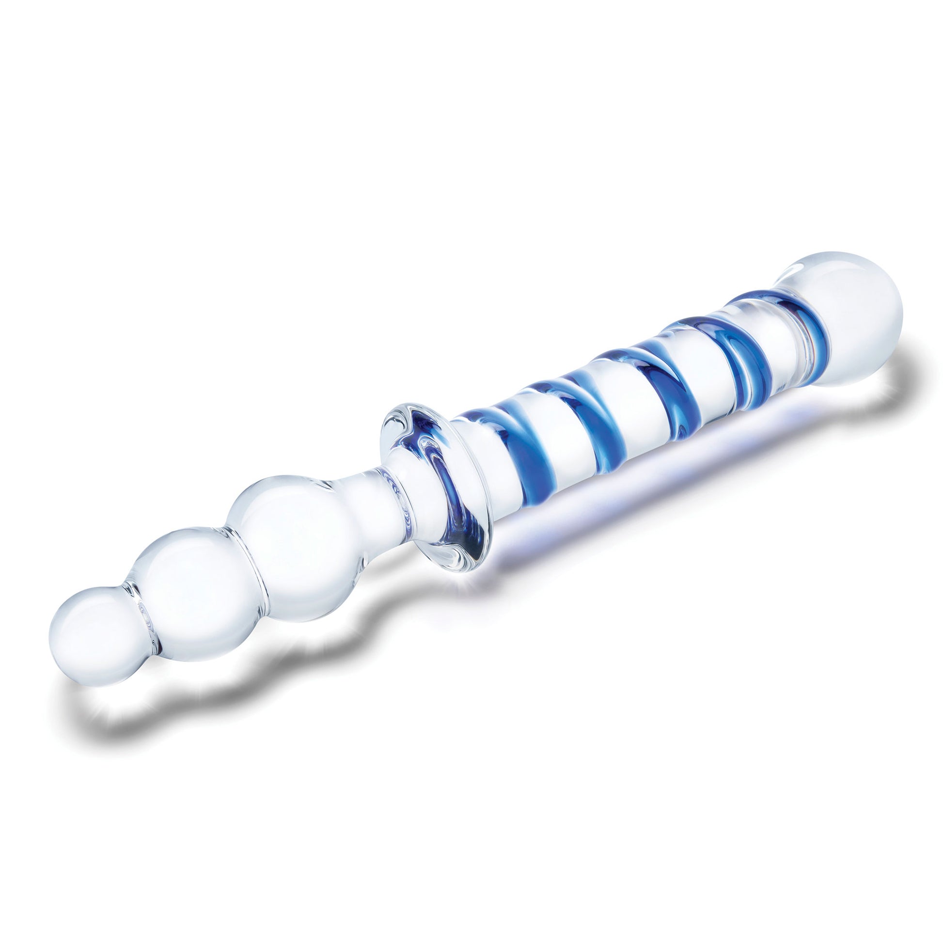 10 Inch Twister Dual-Ended Dildo - Clear/blue GLAS-163