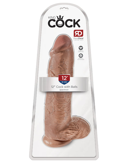 King Cock  12 Inch Cock With Balls - Tan PD5511-22