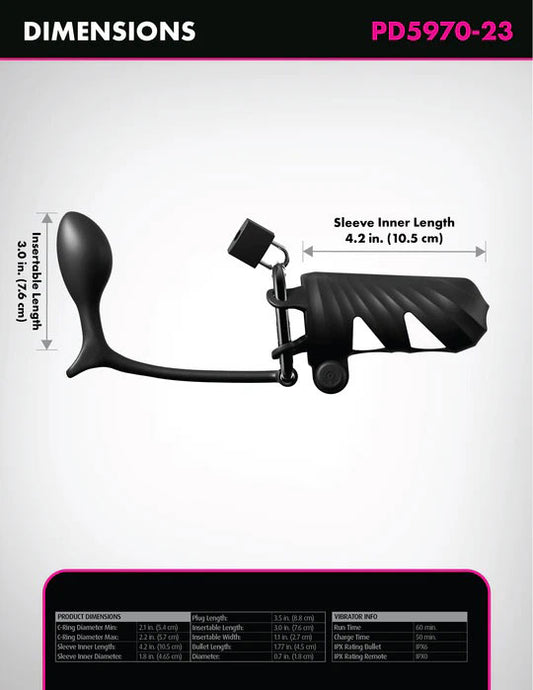 Fantasy C-Ringz Remote-Controlled Vibrating Cock Blocker With Ass-Gasm Plug - Black