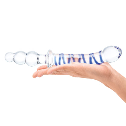 10 Inch Twister Dual-Ended Dildo - Clear/blue GLAS-163